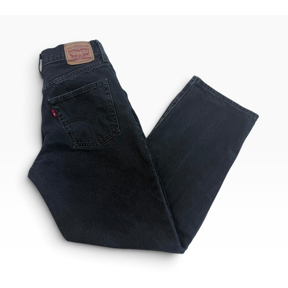 Levis Ribcage Straight Leg Jeans Women's 28 Black Denim EUC 94 Baggy A3510-000